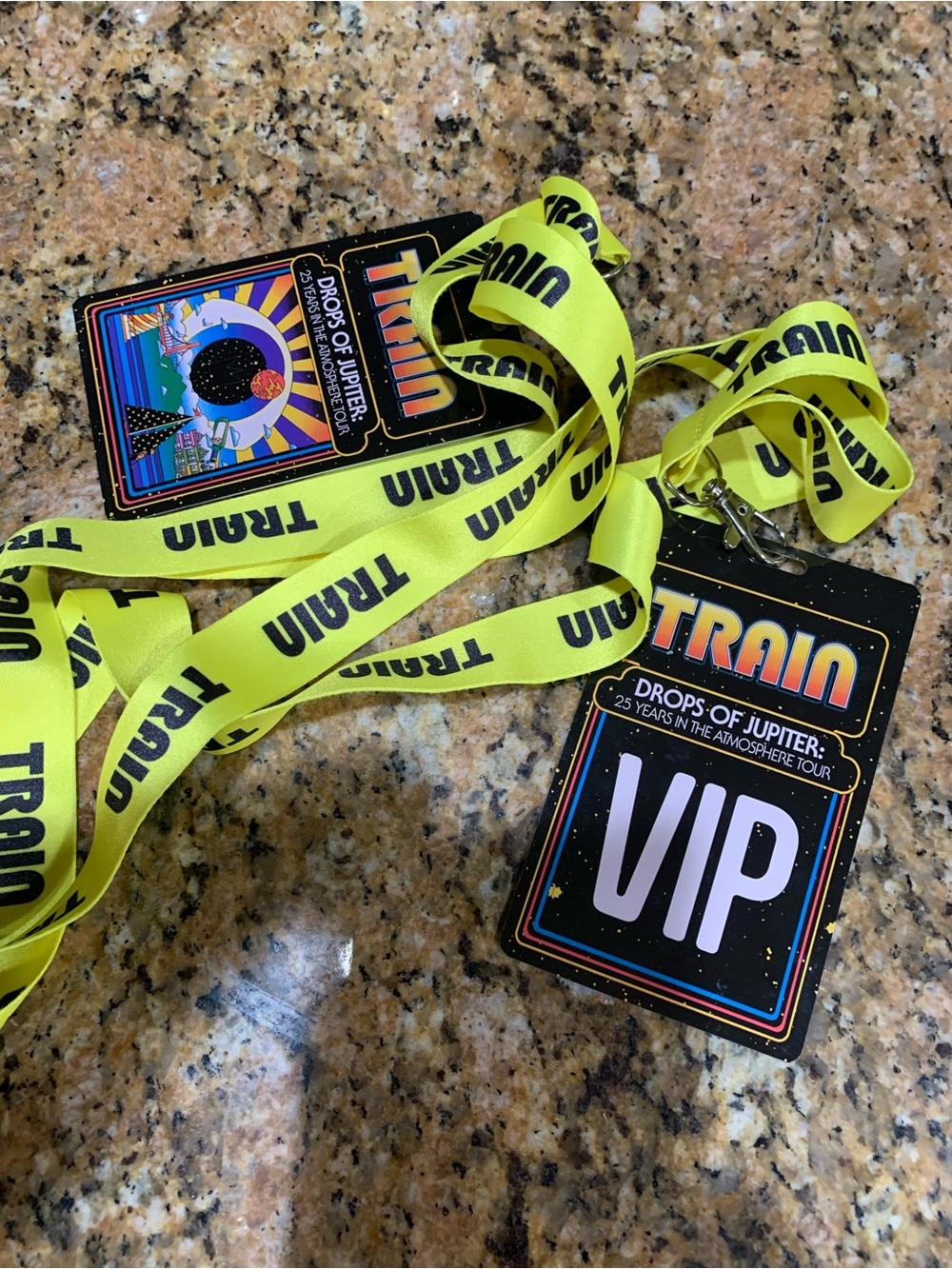 Limited edition two vip TRAIN drops of Jupiter 25 years Atmosphere tour tags